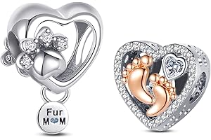 Doyafer Maman Perles 925 Pendentif En Argent Sterling MèRe - Enfant Perles Femmes Bracelet FêTe Des MèRes Collier Charme Set (Pack De 2)