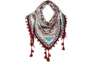 Nuofengkudu Bufandas Mujer Fulares con Borla Floral Étnico Étnico Plaza Grandes Estolas Primavera Mantón Manta 110 * 110CM