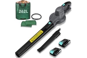 BlueMars Cordless Leaf Blower Lightweight for Gardens, Patios, Gutters, Driveways,w/ 2x 20V Battery,1x Charger, Minimal Noise,Include Garden Leaf Grabbers & Garden Waste Bag,Blowing Leaf/Snow/Dust