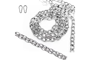 BOEYELENY Edelstahlkette Meterware,6m stahlkette,1.5mm Kette Edelstahl Meterware Metallkette,Metall Kette Zum Aufhängen, Gliederkette Edelstahl Für Hundekette Ankerkette Wäschekette Schwenkkette (1.5mm 6M)