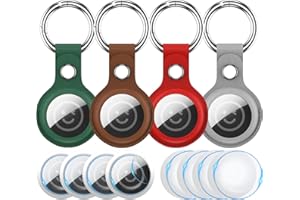 RFUNGUANGO Airtags Llavero Llavero, 4 Pack Funda de Cuero para Mujeres Hombres Niños con Apple Air Tag GPS Tracker Item Finders - Marrón, Rojo, Verde, Gris
