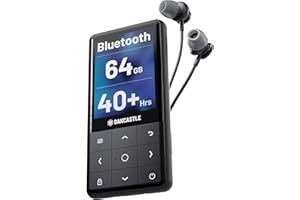 Lecteur MP3 Bluetooth | Baladeur MP3 Enfant Stockage Interne de 64 GO - Extensible Jusqu'à 128 GO | Autonomie de la Batterie de 40 | Haut Parleur Intégré Heures | Lecteur Musique | OAKCASTLE MP300