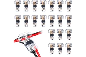 LUNEKUCK 20PCS Connecteur en T Connecteur Rapide à 2 Broches pour Fil Électrique 20/22 AWG Connecteur Électrique Étanche de Cosses et Kits sans Ruban pour Voiture Audio Vidéo Éclairage