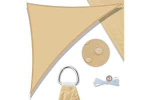 AMAZON BRAND - UMI UMI Vela Ombreggiante Impermeabile 4x4x5,65m Triangolare Tenda a Vela Protezione Raggi UV 98% Tenda Parasole per Esterno Giardino Terrazzo - Sabbia