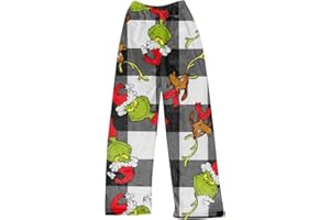 HGWOPGASD Hiver Pyjama de Noël pour Femme - Pantalon en Flanelle Confortable - Vêtements de Nuit de Détente avec Imprimés de Noël - Pyjama Laid