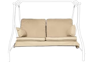 Gardenista Garden 2 Seater Swing Seat Cushion | Water Resistant Outdoor Hammock Replacement Bench Pad 112x56cm | Soft and Comfy Canopy Swing Seat Cushions with Back | Easy to Clean (Stone)