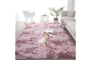 Gsogcax Rugs Living Room 5'x7' Super Soft Fluffy Area Rugs for Bedroom Shaggy Anti-Skid Comfortable Large Rugs Indoor Modern Home Decor Floor Carpet - Pink 160x200 (Tie-dye)