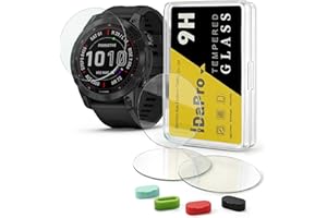 iDaPro [4Pcs Displayschutz schutzfolie für Garmin Fenix 7 / fenix 7 Sapphire Solar+[4Pcs] Silikon Staubstecker,Hartglas,9H Härte Glas,Kratzfest,Blasenschutz,Anti-Fingerabdruck,Einfache Installation