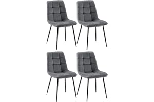 ‎CLP CLP Esszimmerstühle 4er Set Samt Asti, Bequeme Küchenstühle gepolstert, Polsterstühle Esszimmer mit Rückenlehne, bis 150 kg belastbar, Farbe:dunkelgrau
