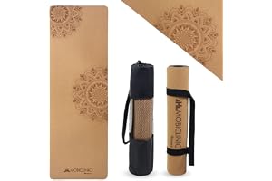 Mobiclinic®, Yogamatta naturkork, Halkskydd, Bärväska, Antimikrobiell, 4mm tjock, 100% återvinningsbar tpe, Ekologisk, 183x61