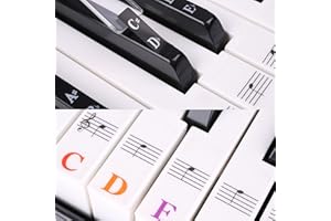 LAEEYIN Clavier Piano autocollants enfants Piano autocollants clés clavier feuille autocollants 37/49 / 61/88 clavier transparent amovible