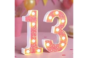 GOBUTEND 13th Birthday Decorations LED Light Up Numbers, Pink Marquee Number Lights for Girls, Light 13 Sign for Birthday Party Backdrop Anniversary Home Decor