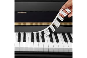 AUMAYCO Klavierführer für Anfänger, Abnehmbare Klaviertastatur-Notenlabels für 88-Tasten in voller Größe, aus Silikon, keine Aufkleber Erforderlich, Wiederverwendbar und wird mit Box Geliefert (Schwarz)