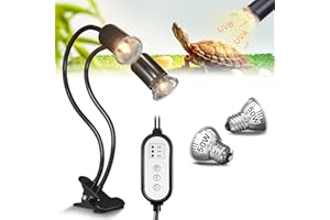 GlowUp Lampe Chauffante Tortue, Lampe Chauffante Terrarium, avec 2 Ampoules E27, Pince rotative à 360°, Lampe Tortue Terrestre pour Tortue, Serpent, Lézard, Cacatoès, Caméléon
