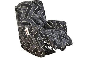 YEKUHE 1 posto Copripoltrona Relax Reclinabile Elettrica con Braccioli Completo 4-Pezzo Fodera per Poltrona Elasticizzato con Tasche, Minimalismo Coprisedile Poltrona Lavabile Antiscivolo Copripoltrona ( Col