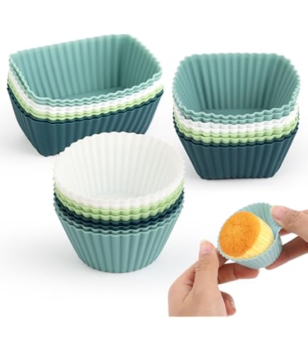 Set 24 Stampi Muffin In Silicone - Senza BPA, Per Forno E Freezer, Multicolore (7x3.1cm)