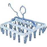 Sock Dryer Clothes Airer Plastic Hanging Dryer with 32 Pegs Folding Clothes Hanger for Underwear Baby Clothes Underwear Socks Drying Rack Blue