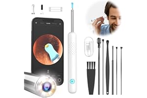 VLIKE Otoscopio Digitale, 1080P Pulisci Orecchie con 6 Luci LED, 3,5mm Endoscopio per Orecchio, Professionale Rimozione di Cerume con Telecamera, IP67 Impermeabile Pulizia Orecchie per iOS, Android, Tablet