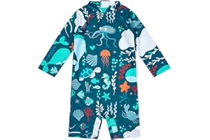 upandfast Maillot de Bain bébé garçon/Fille avec Bouton en Bas Maillot de Bain Une pièce Enfant avec Protection Solaire UPF 50+
