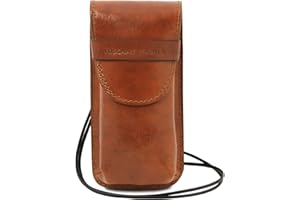 Tuscany Leather Esclusivo portaocchiali/Portacellulare a tracolla in pelle Misura grande Miele