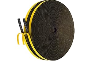 Palazen 20 m Self-Adhesive Sealing Tape for Doors Windows 6 mm (W) x 1.5 mm (D) Foam Rubber Sealing Tape as Door Window Seal Draught Excluder Foam Tape Sealing Black [2 Rolls of 10 m]