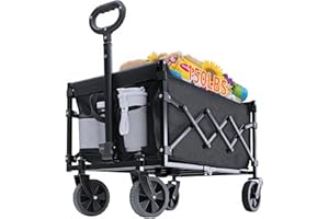 RYGEO Festival Trolley Foldable Utility Wagon Cart with Wheels and Telescopic Handle for Gardening, Camping, Shopping and Outdoor Sport
