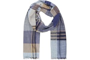 LINDENMANN Schal Herren 100% Baumwolle blau-beige-schwarz