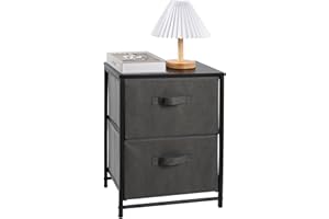 SWINTERY Chest of Drawers Bedroom, Drawer Storage Unit, Dresser with 4 Fabric Drawers, Metal Frame, Tall and Slim (A-Dark Grey, 2 Drawers)