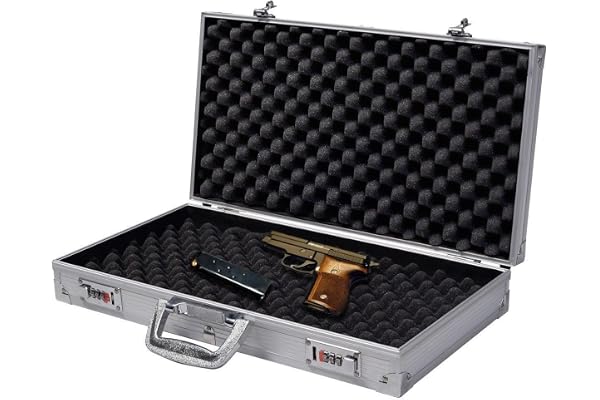 COSTWAY Malette Pistolet en Aluminium Valise à Pistolet avec Serrure à Combinaison 47x25x8,3cm