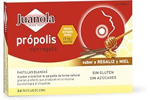 JUANOLA Própolis Sabor Regaliz y Miel - 24 pastillas blandas - Ayudan a suavizar la garganta de forma natural. Producto alimenticio con Própolis y Regaliz.