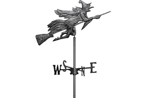 Design Toscano Windblown Wicked Witch Metal Weathervane with Garden Stake, 167.5 cm, Aluminium, Black