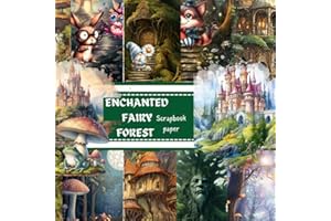 ENCHANTED FAIRY FOREST SCRAPBOOK PAPER: This is Magical themed Double Sided Craft Paper, used in DIY junk journals, Decoupage, Ephemera, Origami, Collage, mixed media art