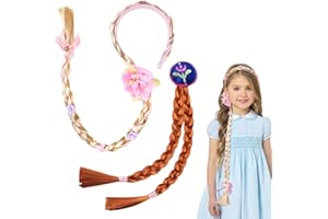 QIZHIQIAMY Perruque Princesse Enfant, 2 PCS Princess Long Perruque, Perruques Déguisement Fille, Tresses Cheveux Extensions, Accessoires de Costumes pour Halloween, Carnaval, Cosplay, Soirées à Thème (B)