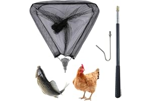 KMDZDZGS Hak na nogi łapacz kurcząt, chowany, ze stali nierdzewnej, 2 w 1, siatka do łapania drobiu, ptaków, podbieraka, teleskopowa do łowienia kurcząt, indyków, gęsi, kaczek