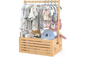 BAMBOOHOMIE Neugeborenen-Geschenk-Holzkiste, Baby-Geschenkkorb mit Griff, Bambus-Dekorbox, Kleiderständer und Aufbewahrungsbox für Babys, Puppen und Haustiere for New Parents (Naturfarbe, Groß)
