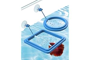 Pawfly 2 pezzi Anello di alimentazione del pesce per acquario serbatoio Anello di alimentazione con ventosa rotonda e quadrata cibo galleggiante Alimentatore piccolo pesce anello per Betta Goldfish