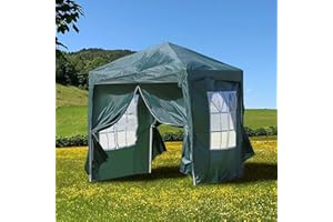 N/Q LEMROE Tonnelle pop-up avec cadre en acier avec panneaux latéraux amovibles - Abri imperméable pour jardin, fête de mariage, camping, pique-nique (2 x 2 m, vert)
