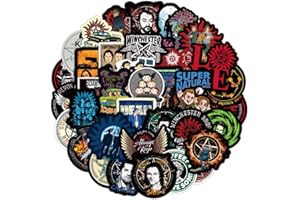 BRIC DODO 50 Stück Supernatural Aufkleber Wasserflaschen Laptop Telefon Gitarre Skateboard Computer Koffer Fahrrad Supernatural Vinyl Stickers Wasserdicht Ästhetisch Aufkleber für Jugendliche Kinder Erwachsene
