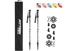 FitTrek Kids Trekking Poles - Hiking Poles - Walking Poles Telescopic - Lightweight Trekking Stick with Walking Poles Rubber Tips and Pole Bag, 1 Pair