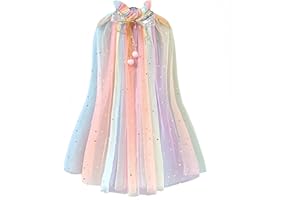 Proumhang Capa de Princesa para Niñas,Colorida Capa de Princesa,Sparkling Lentejuelas Tul Princesa Fancy Dress,Halloween Carnaval para 3-8 años de edad las Niñas Colores 1 S