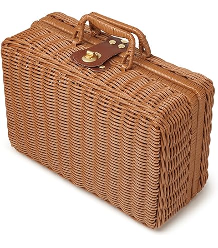 G GOOD GAIN Ovale picknickmand met opvouwbare handgrepen, wilg handgeweven winkelmand, badspeelgoed kinderen speelgoed opslag geschenkverpakking
