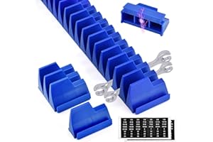 FIACVRS Wrench Organizer for 48 Wrenches, Spanner Organiser Improving Efficiency Magnetic Wrench Holder, Wall-Mounted Spanner Holder Tool Organizer for Tool Box Drawer Storage(Blue)