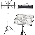 PARENCE.- Pupitre de Partition Réglable et Pliable en Aluminium – Support de Partitions Musique avec Housse de Transport – Hauteur Réglable jusqu’à 132 cm – Léger, Stable et Portable pour Musiciens