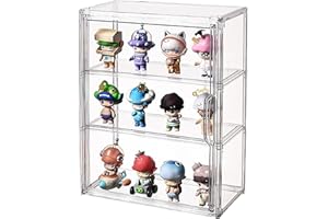 PANOONA Vetrina Espositiva per Collezionismo,Vetrinetta Espositiva Vetrina Acrilico con Porta Teca Plexiglass, Figure,Miniature,Personaggi da Collezione,Montaggio fai da te con 2 Strati