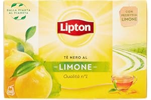 Lipton, Yellow Label, Tè nero al Limone, 20 filtri, Ingredienti Naturali