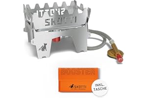 ‎SKOTTI USA SKOTTI Booster, Campingkocher Gas mini, 2,1 kW faltbarer und tragbarer Gas Stove, Ideal zum Kochen und Braten, Propangaskocher, Camping Kocher klein, Gaskocher Camping für Trekking und Outdoor
