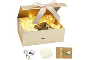 Forhandy Pudełko prezentowe z kokardką, pudełko prezentowe z pokrywką, L, pudełko na prezent + torba + taśma barwiąca + światło, magnetyczne pudełko prezentowe, pudełko na prezent, na wesele, urodziny