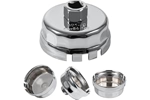 Esoldnic 64mm 14 Flutes Oil Filter Wrench Cap 1/2'' Drive Oil Filter Removal Tool 1.8L Engine Oil Filter Socket Cup for Toyota Corolla Matrix Prius Auris Lexus CT200h, iM, iQ, xD (901-C)