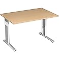 Gera Möbel S-617102-BU/SI Schreibtisch Lissabon, 120 x 80 x 68-82 cm, buche/Silber