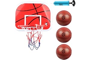 DBREAKS Mini Panier Basket Enfant Interieur avec la Ballon et Pompe à Ballon du Basket, Panier de Basket Mural, pour Enfants Bureau Chambre（3 Basket-Ball）